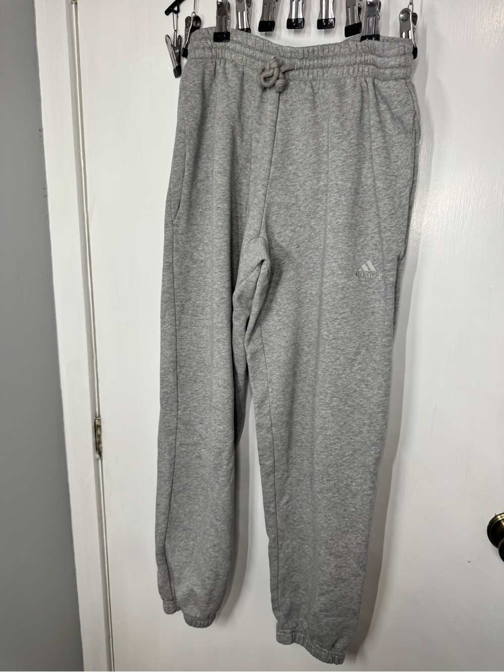 adidas Light Gray Men's Fleece Joggers with Logo